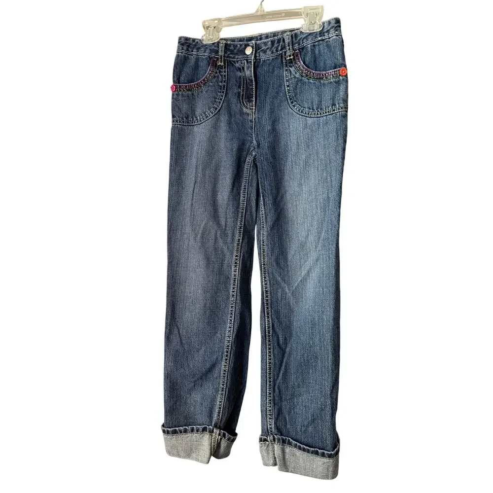 Gymboree Girls Blue‎ Jeans with Flower Buttons Size 12